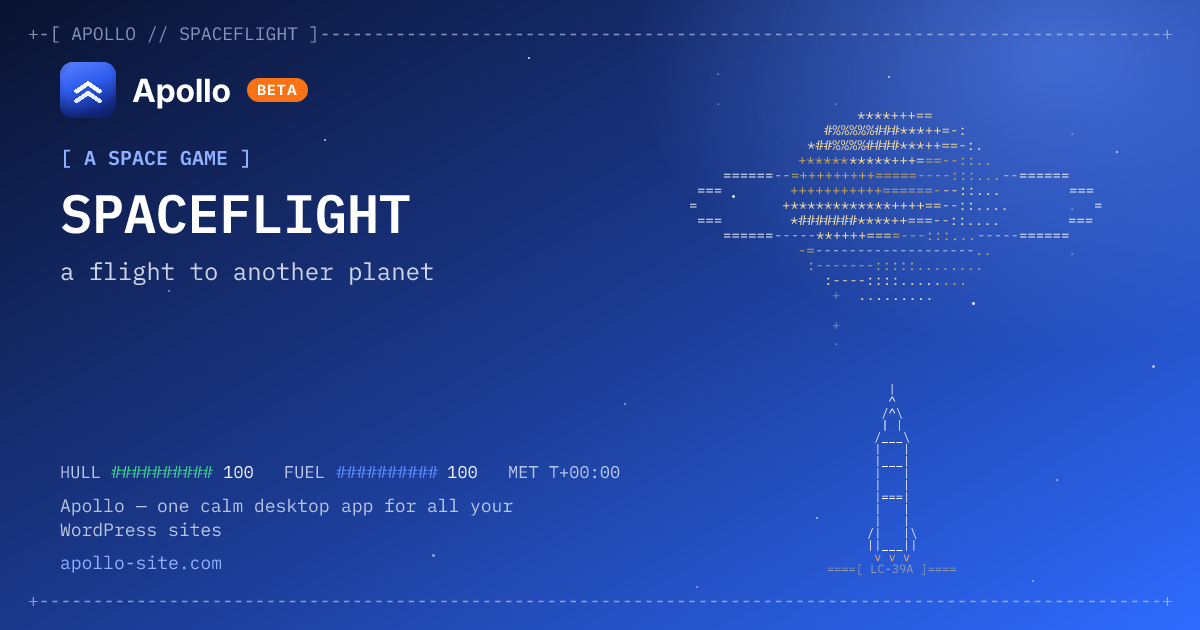 I built an ASCII spaceflight game as a "fun front door" for my WordPress SaaS — here's how it went logo